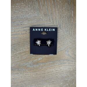 Anne Klein Gold Tone Starburst Stud Earrings Crystal Rhinestone